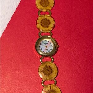 Anibel sunflower in resin quartz gold plate  watch very unique great condition